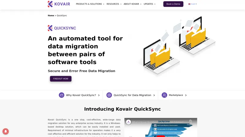 Homepage of Kovair QuickSync