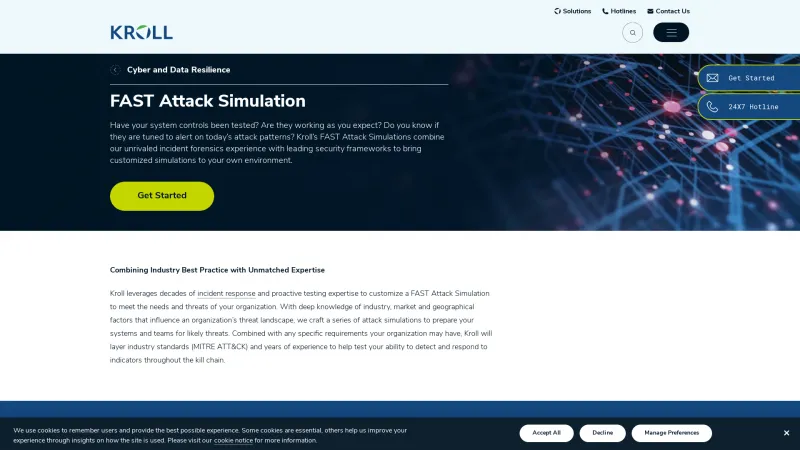 Homepage of Kroll FAST Attack Simulation