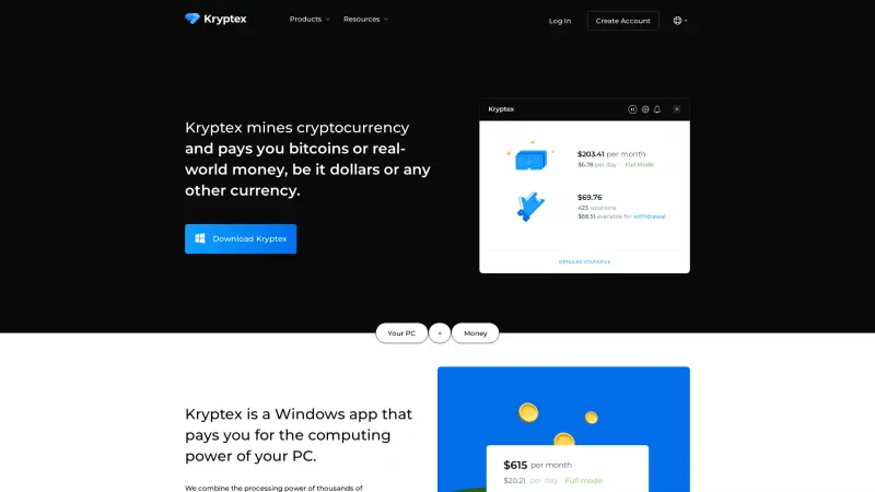 Homepage of Kryptex