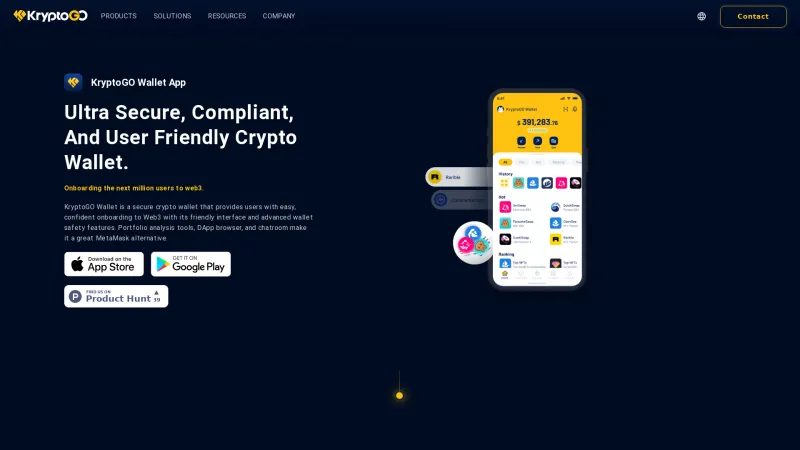 Homepage of KryptoGO Wallet