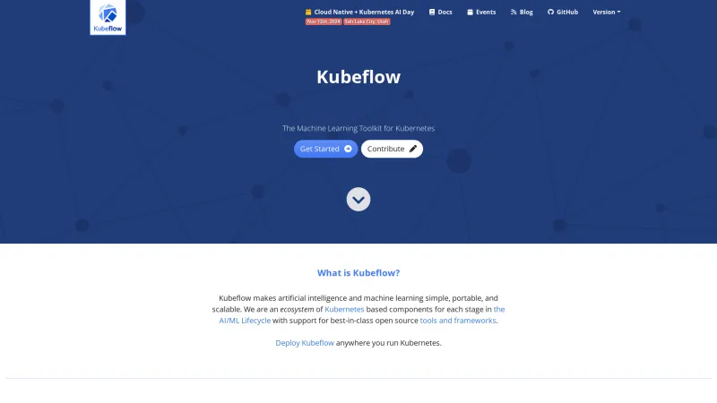 Homepage of Kubeflow