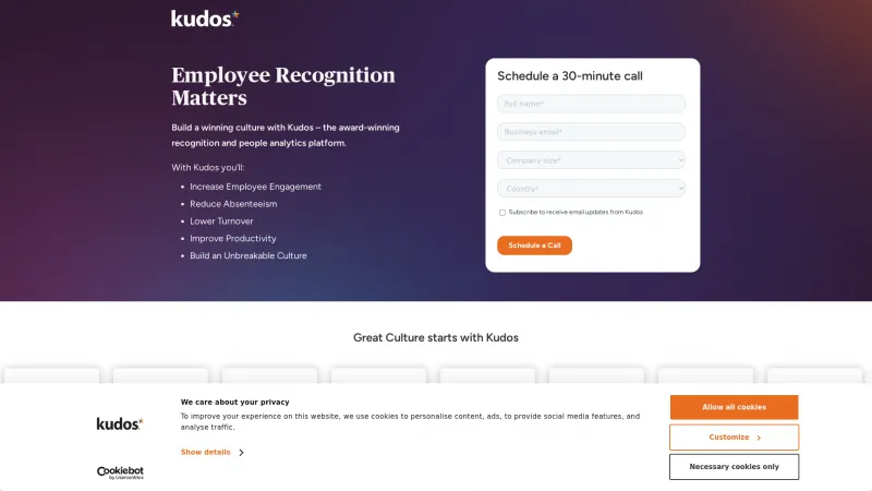 Homepage of Kudos