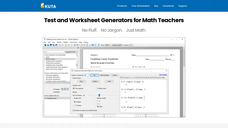 Homepage of Kuta Software