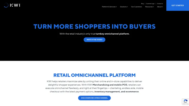 Homepage of KWI Unified Commerce Platform