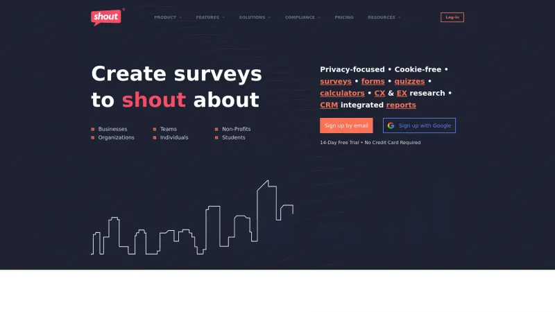 Homepage of KwikSurveys