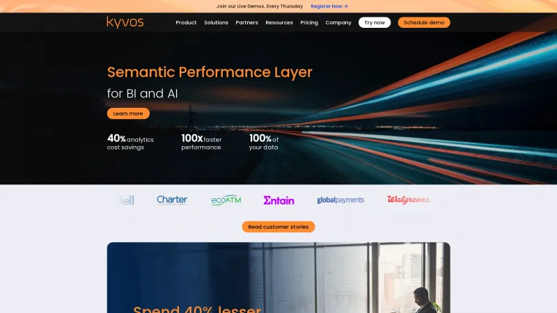 Homepage of Kyvos