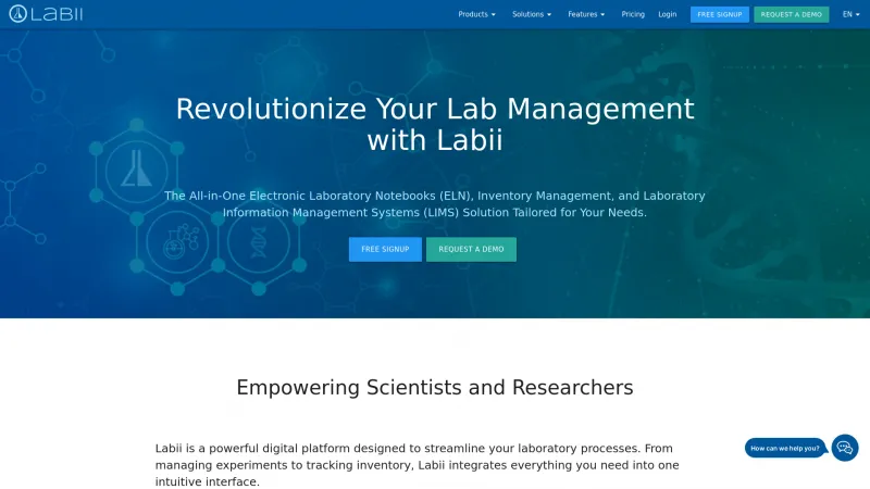 Homepage of Labii ELN & LIMS