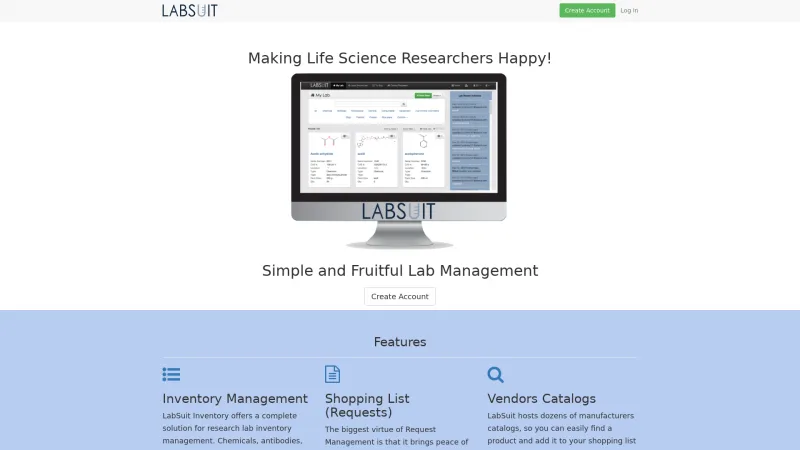 Homepage of LabSuit