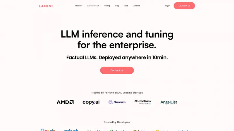 Homepage of Lamini