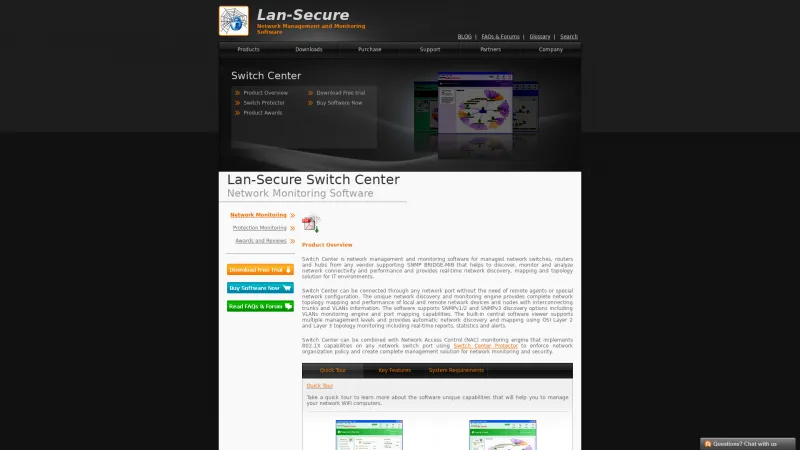 Homepage of Lan-Secure Switch Center