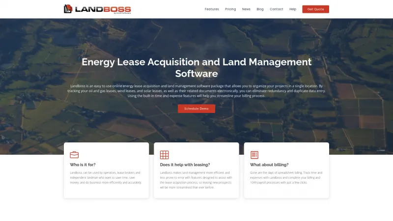 Homepage of Landboss