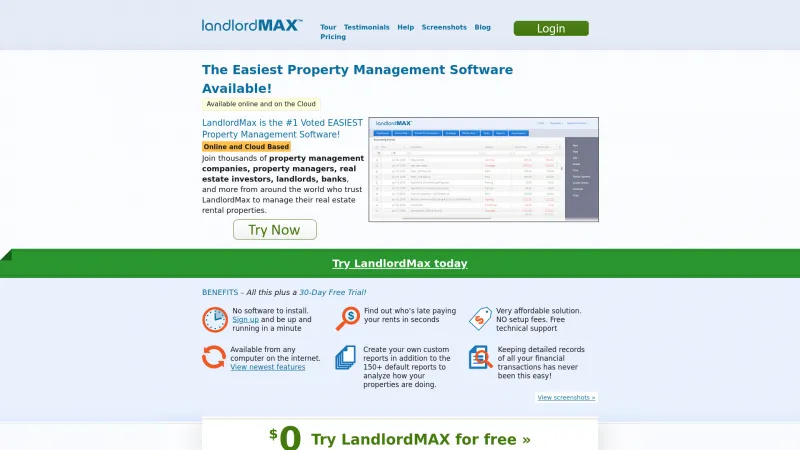 Homepage of LandlordMax