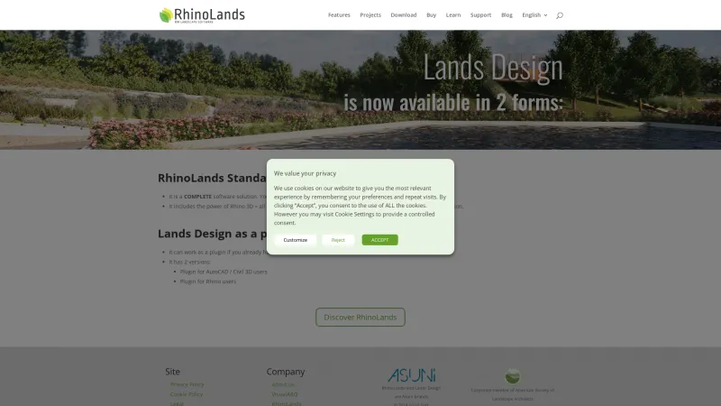 Homepage of Lands Design