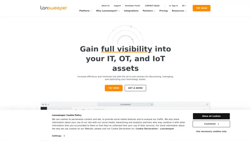 Homepage of Lansweeper