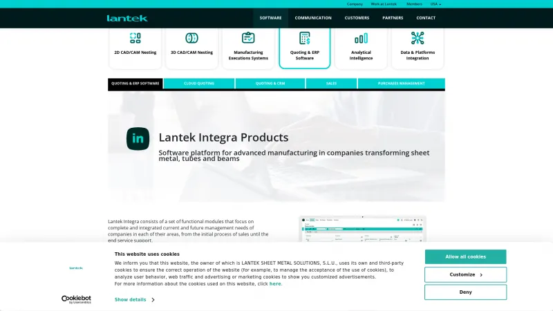 Homepage of Lantek Integra