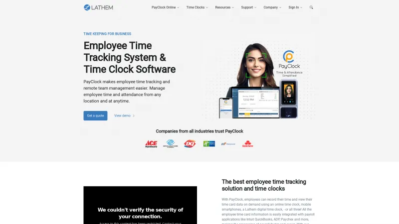 Homepage of PayClock