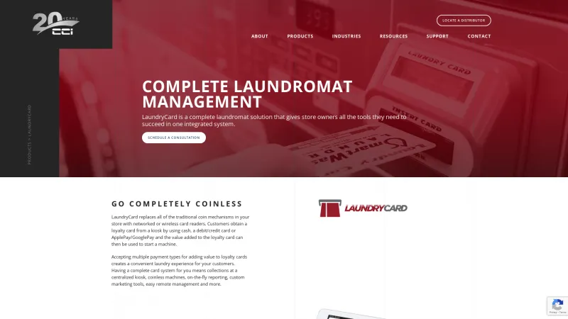 Homepage of LaundryCard