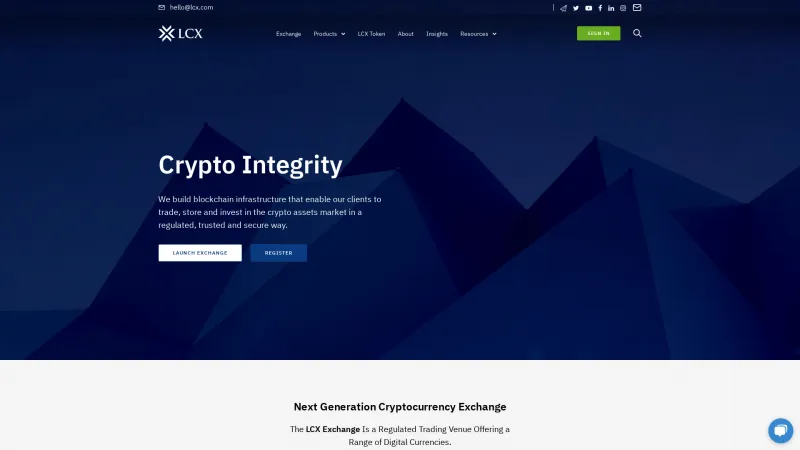 Homepage of LCX Exchange