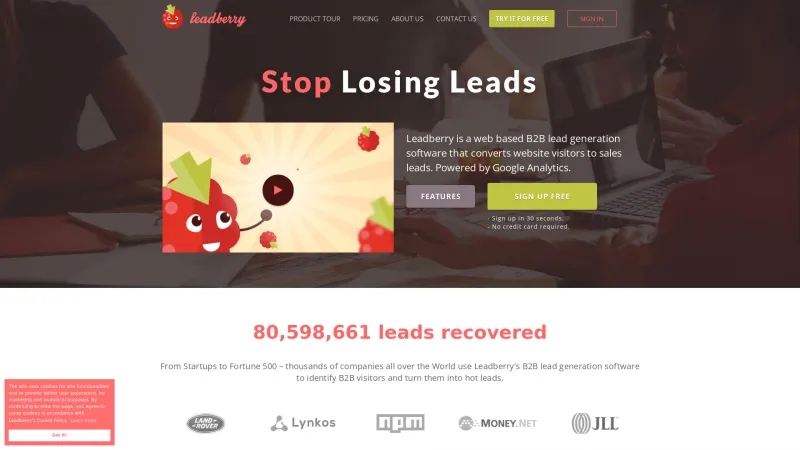 Homepage of Leadberry