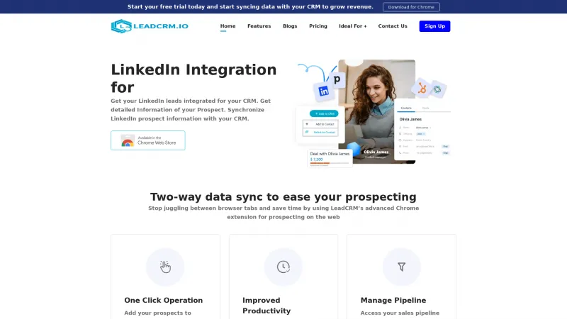 Homepage of LeadCRM