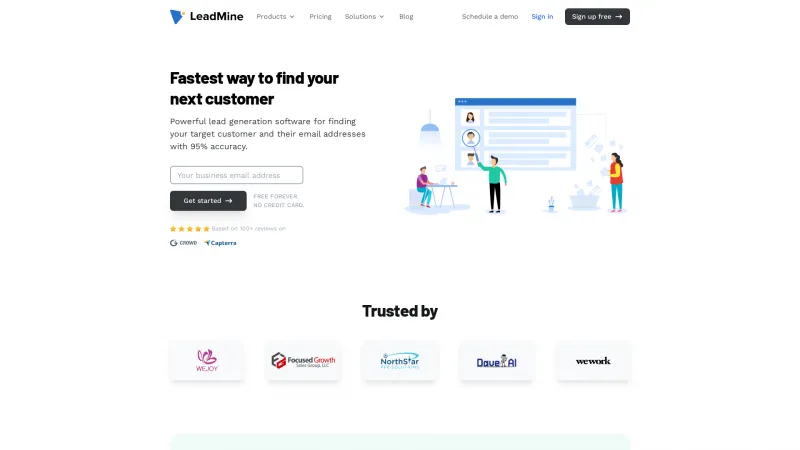 Homepage of LeadMine