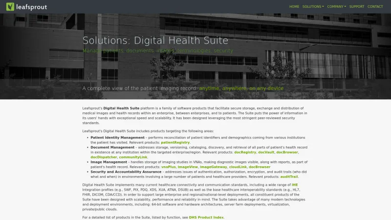 Homepage of Digital Health Suite