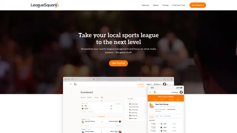 Homepage of LeagueSquare