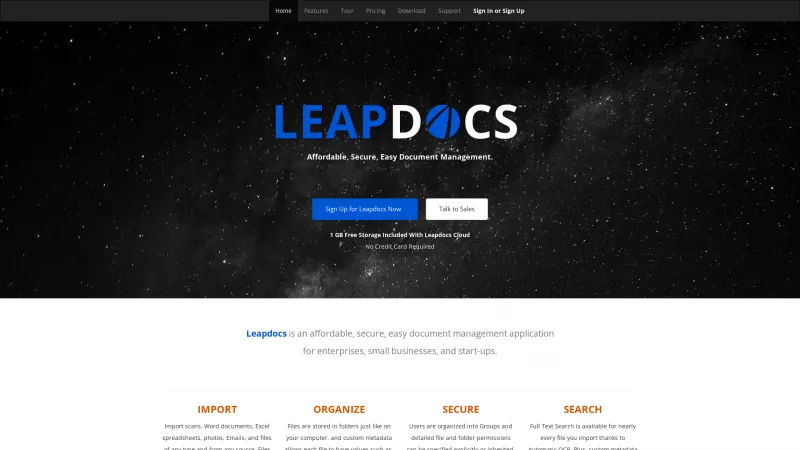 Homepage of Leapdocs