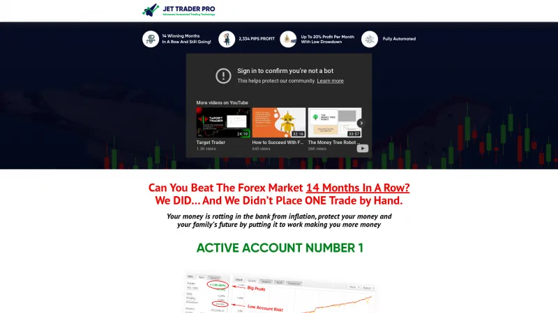 Homepage of Jet Trader Pro