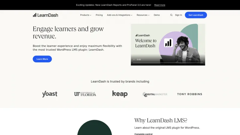 Homepage of LearnDash