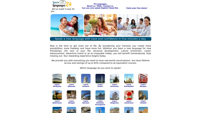 Homepage of LearnLanguages24