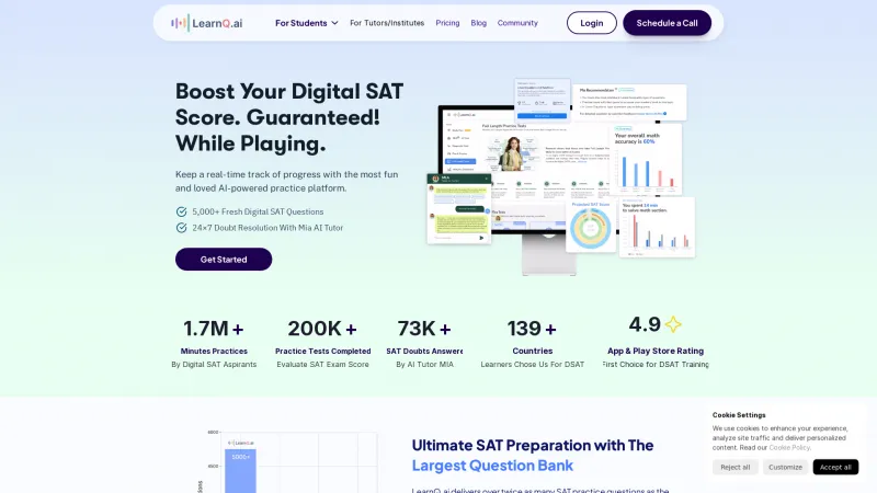 Homepage of LearnQ.ai