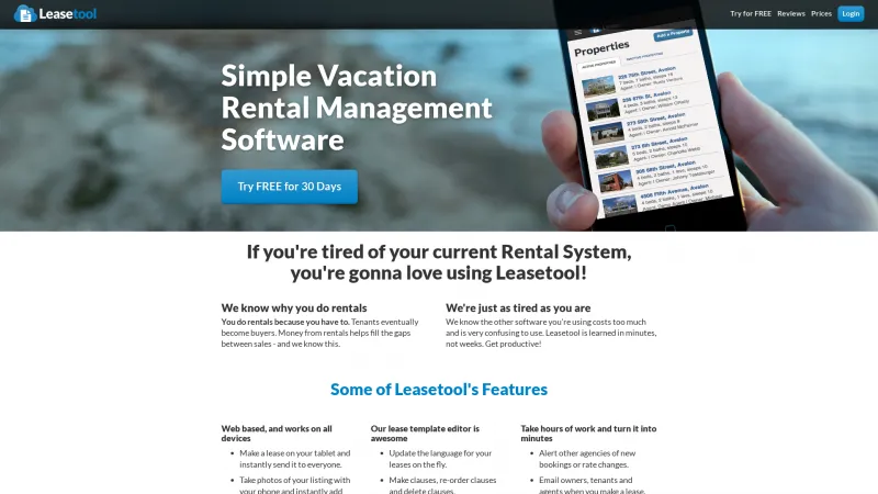 Homepage of Leasetool