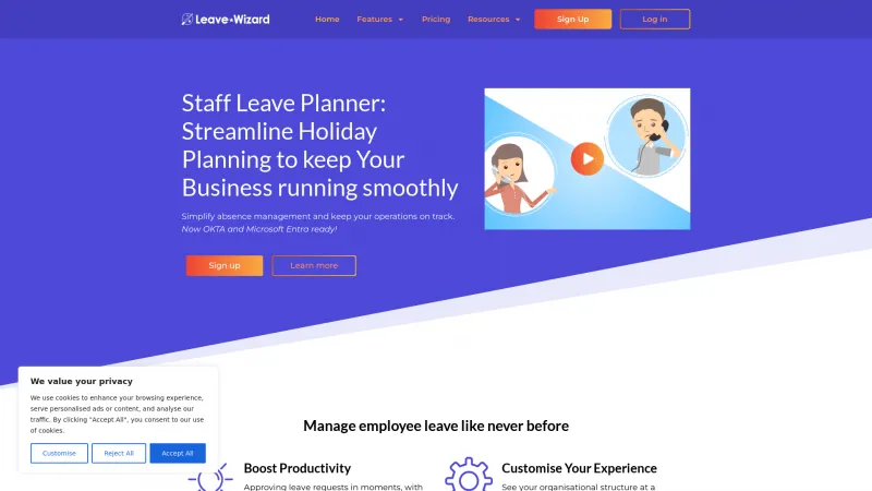 Homepage of LeaveWizard