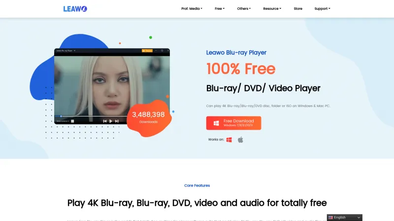 Homepage of Leawo Blu-ray Player