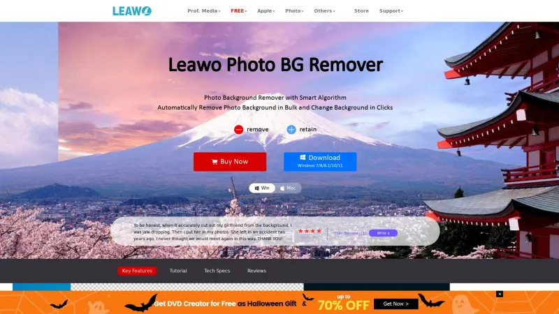 Homepage of Leawo Photo BG Remover