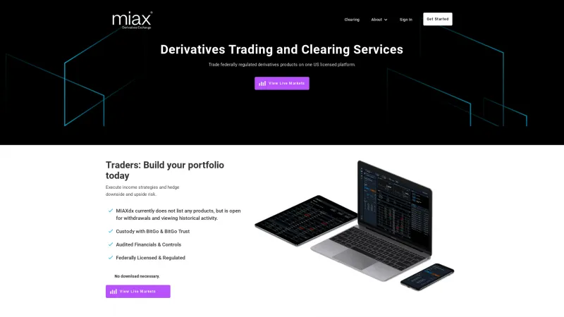 Homepage of LedgerX