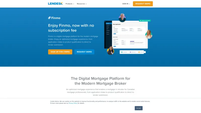 Homepage of Finmo