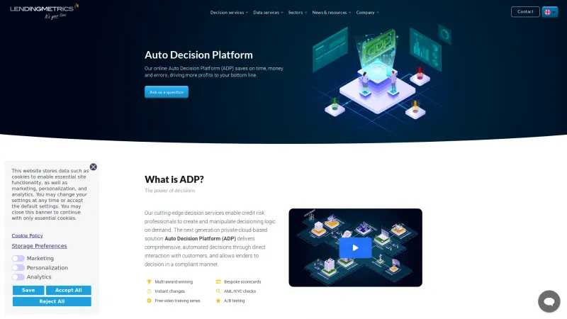 Homepage of Auto Decision Platform (ADP)