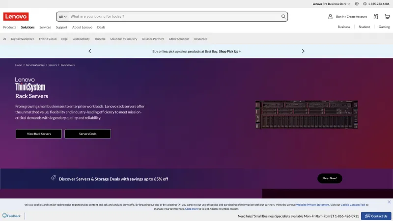 Homepage of Lenovo ThinkSystem Rack Servers