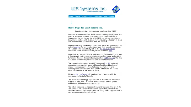 Homepage of Lexwin