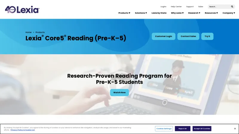 Homepage of Lexia Core5 Reading