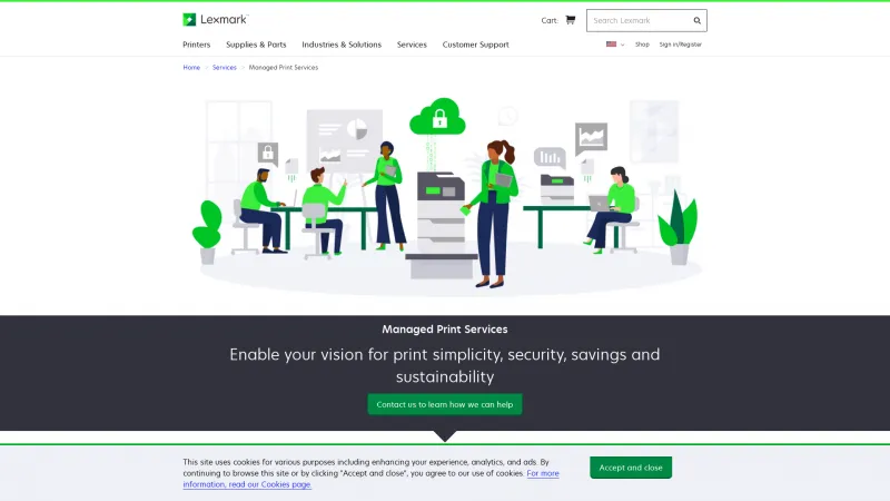 Homepage of Lexmark Managed Print Services