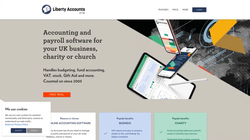 Homepage of Liberty Accounts