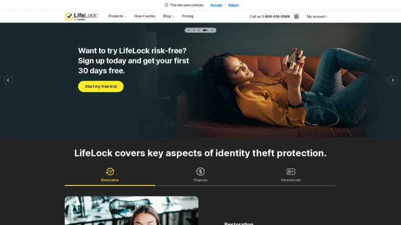 Homepage of LifeLock