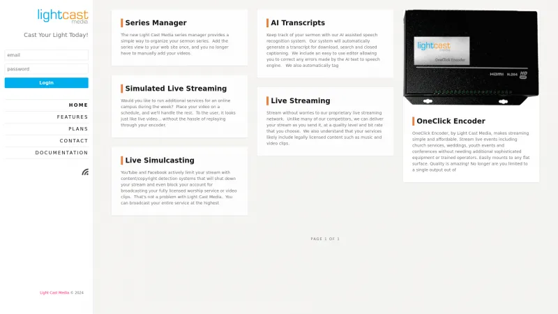 Homepage of Light Cast Media