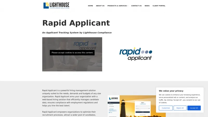 Homepage of Rapid Applicant