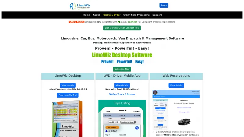 Homepage of LimoWiz