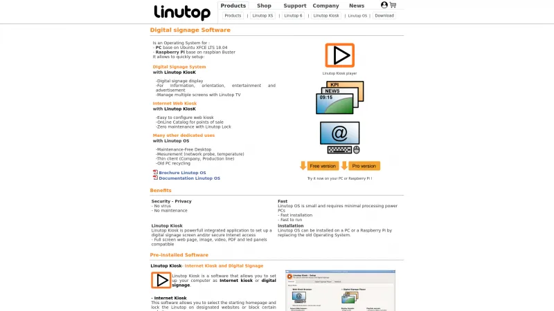 Homepage of Linutop Kiosk