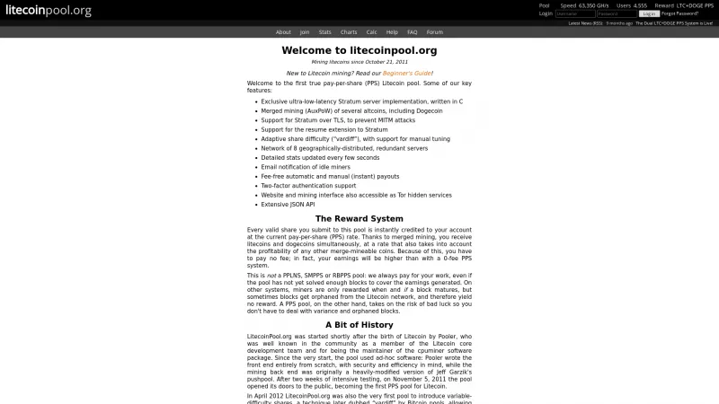 Homepage of Litecoinpool